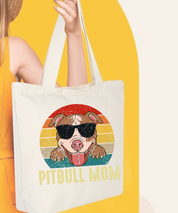 Pitbull Mom with Sunglasses Zipper Tote Bag