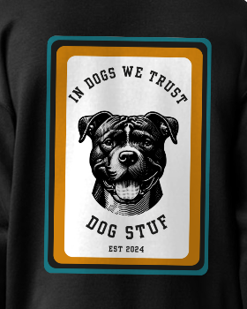 "In Dogs We Trust" Crewneck (green border) with Back Design