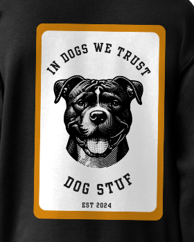 "In Dogs We Trust" Crewneck (orange border) with back design