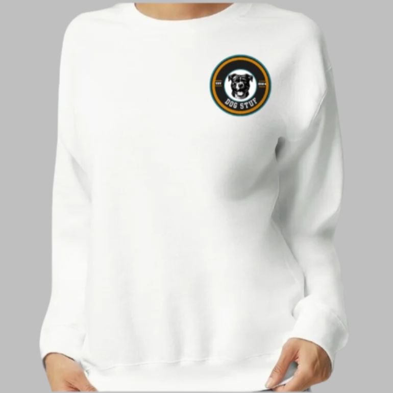 "In Dogs We Trust" Crewneck (green border) with Back Design