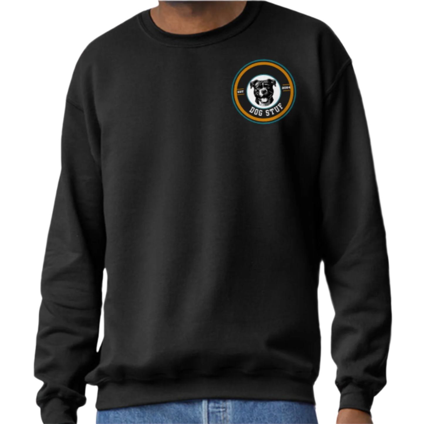 "In Dogs We Trust" Crewneck (green border) with Back Design